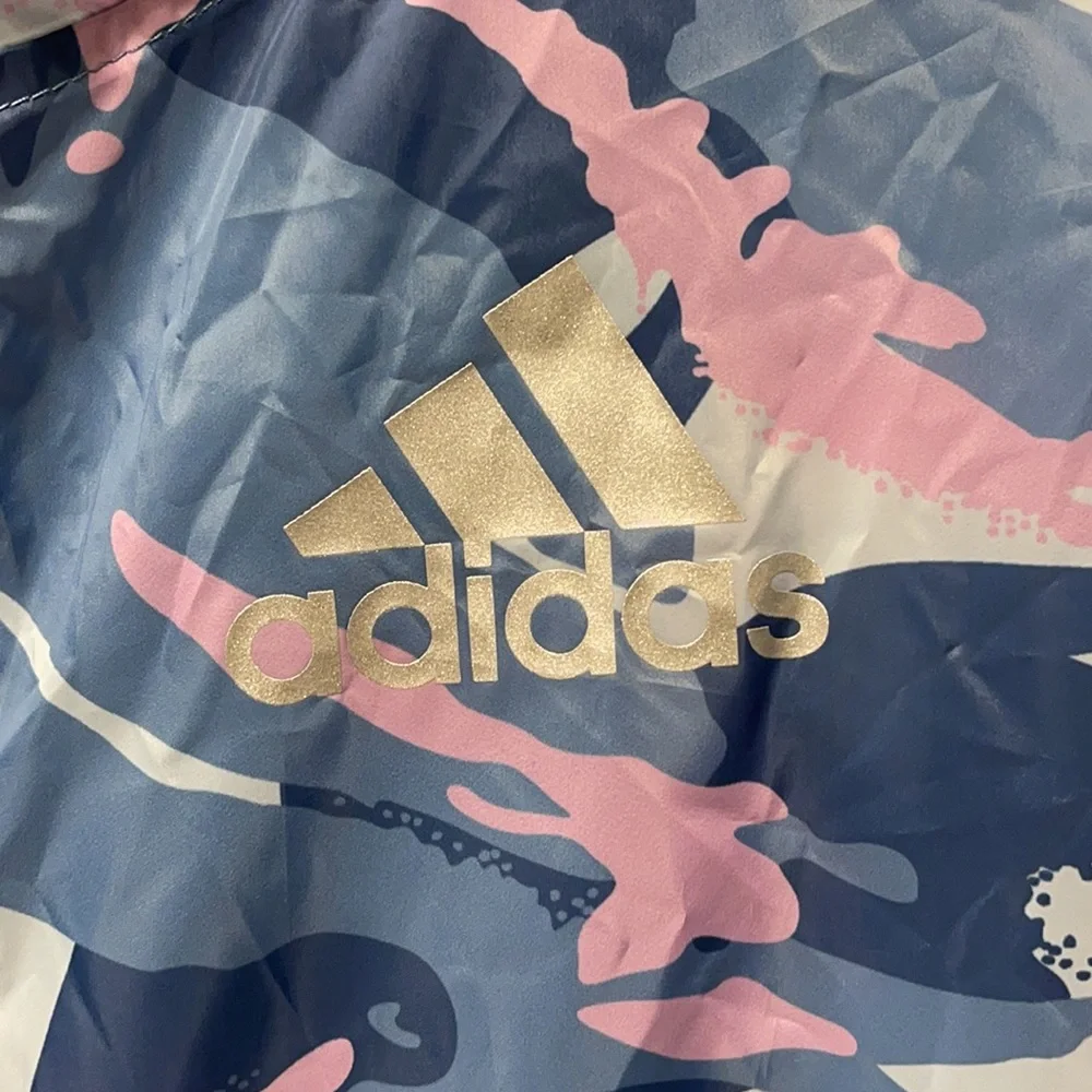 Adidas Girl’s Size Medium (10/12) Blue Camouflage Lightweight Zip Up Jacket - Picture 4 of 9